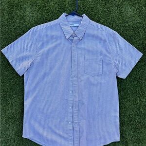 Men's Blue Striped Casual Button-Down Shirt